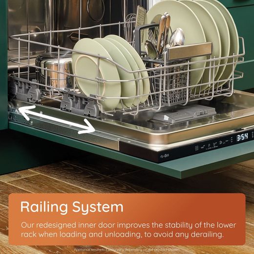 Hotpoint Fully Integrated Standard Dishwasher - White with Fixed Door Hinge Kit - Annotation - Railing system