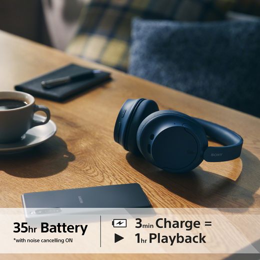 Sony WH-CH720N Wireless Noise Cancelling Over-ear Headphones - Blue - Annotation - Battery shot