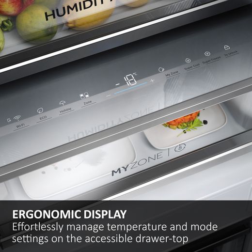 Haier Integrated 70/30 Total No Frost Fridge Freezer with Sliding Door Fixing Kit - White - Annotation - UI touch display