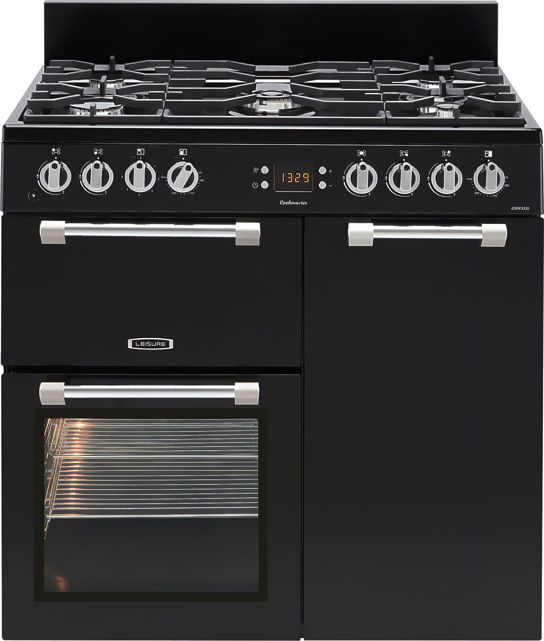 Image of Leisure Cookmaster CK90F232K 90cm wide Dual Fuel Range Cooker with Gas Hob - Black - A/A Rated, Black