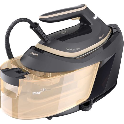 Philips PerfectCare 6000 Series Pressurised Steam Generator Iron - Gold / Black - Angled right perspective with drawer out