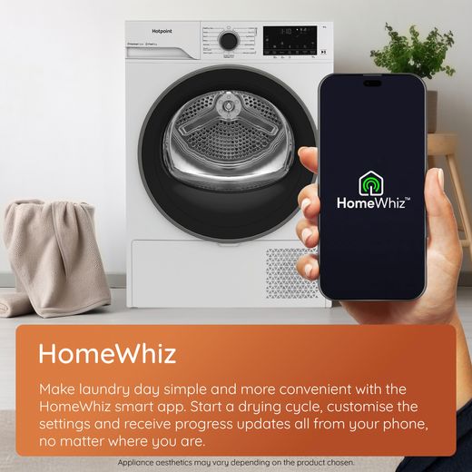 Hotpoint Fabric Care C HD 94M GBS UK 9Kg Heat Pump Tumble Dryer - Grey - Annotation - Home whiz shot