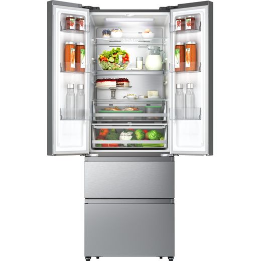 Hisense PureFlat American Fridge Freezer - Stainless Steel look - Front with door open and full shot