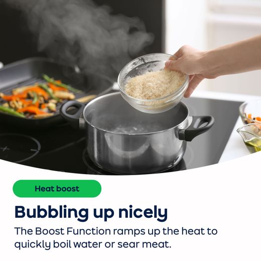 Hotpoint PVH92BK/FKIT 83cm Venting Induction Hob - Black - For Ducted/Recirculating Ventilation - AO Annotation -  Boost-Function
