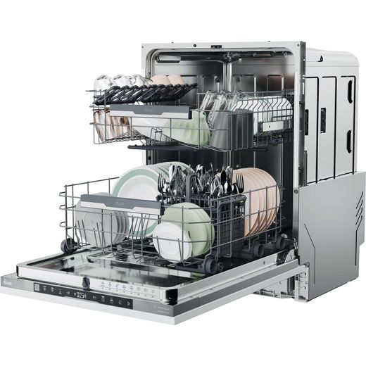 Hoover H-DISH 500 Fully Integrated Standard Dishwasher - Silver - left perspective with door open shot