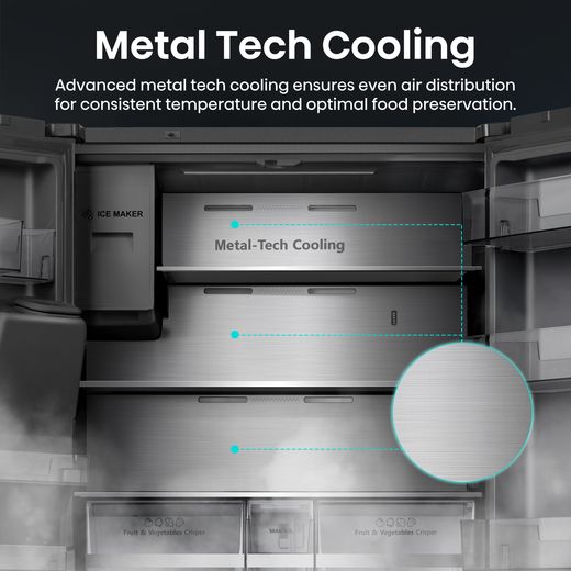 Hisense PureFlat Eclipse American Fridge Freezer - Black - Annotation - Metal tech cooling