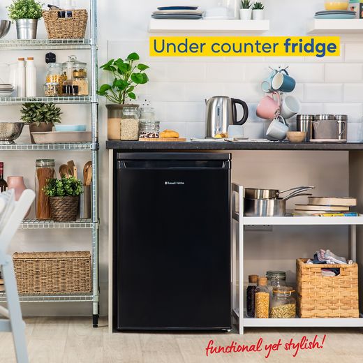Russell Hobbs RH85UCLF552E1B Integrated Under Counter Fridge - Black - Annotation - Undercounter fridge shot
