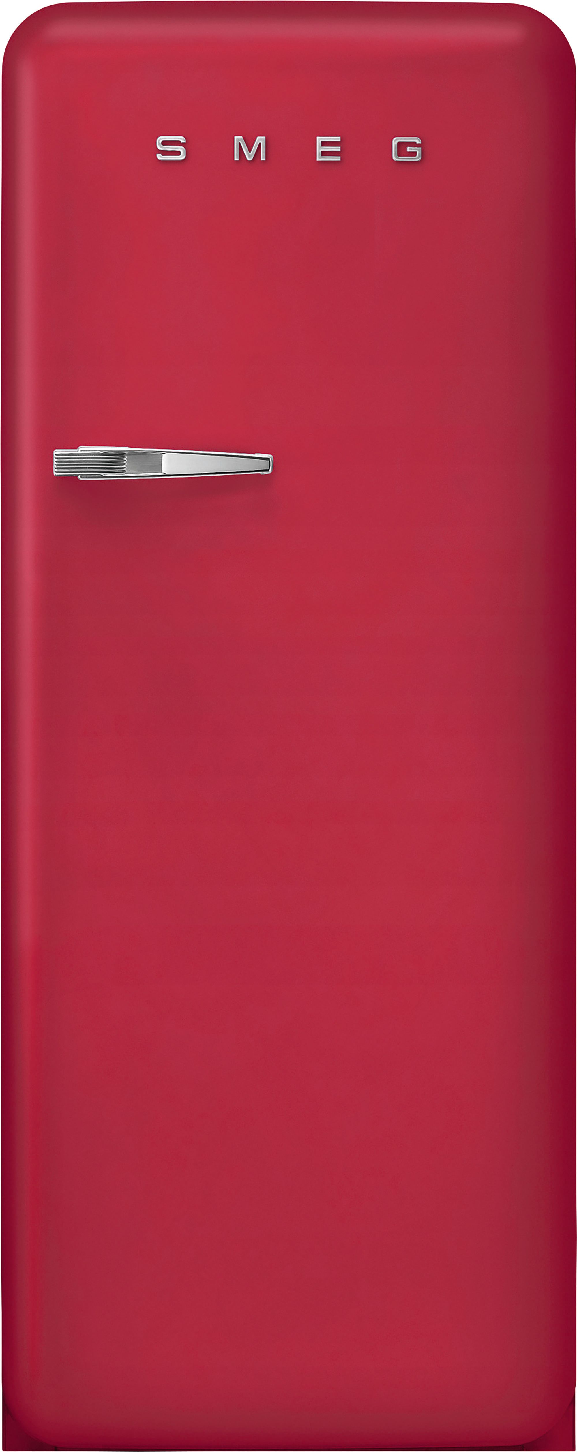 Image of Smeg 50s Style Retro Right Hand Hinge FAB28RDRB5 153cm Small Fridge - Ruby - D Rated, Red