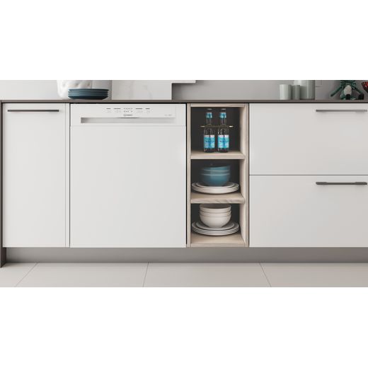 Indesit Integrated Standard Dishwasher - White - Close up of dishwasher in kitchen shot