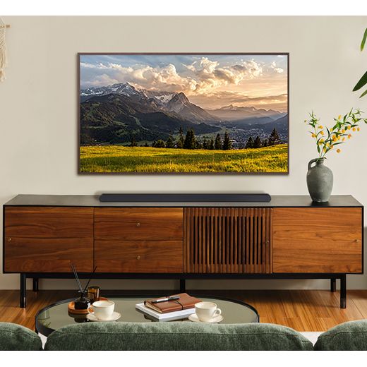 Samsung HW-S700D Bluetooth 3.1 Soundbar - Titan Black - Sound bar in living room shot