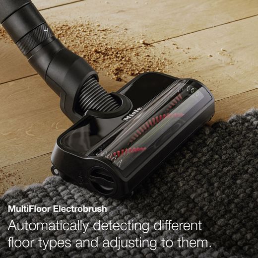 Miele Duoflex HX1 Cat & Dog Cordless Vacuum Cleaner with up to 55 Minutes Run Time - Obsidian Black  - Annotation - multi floor shot