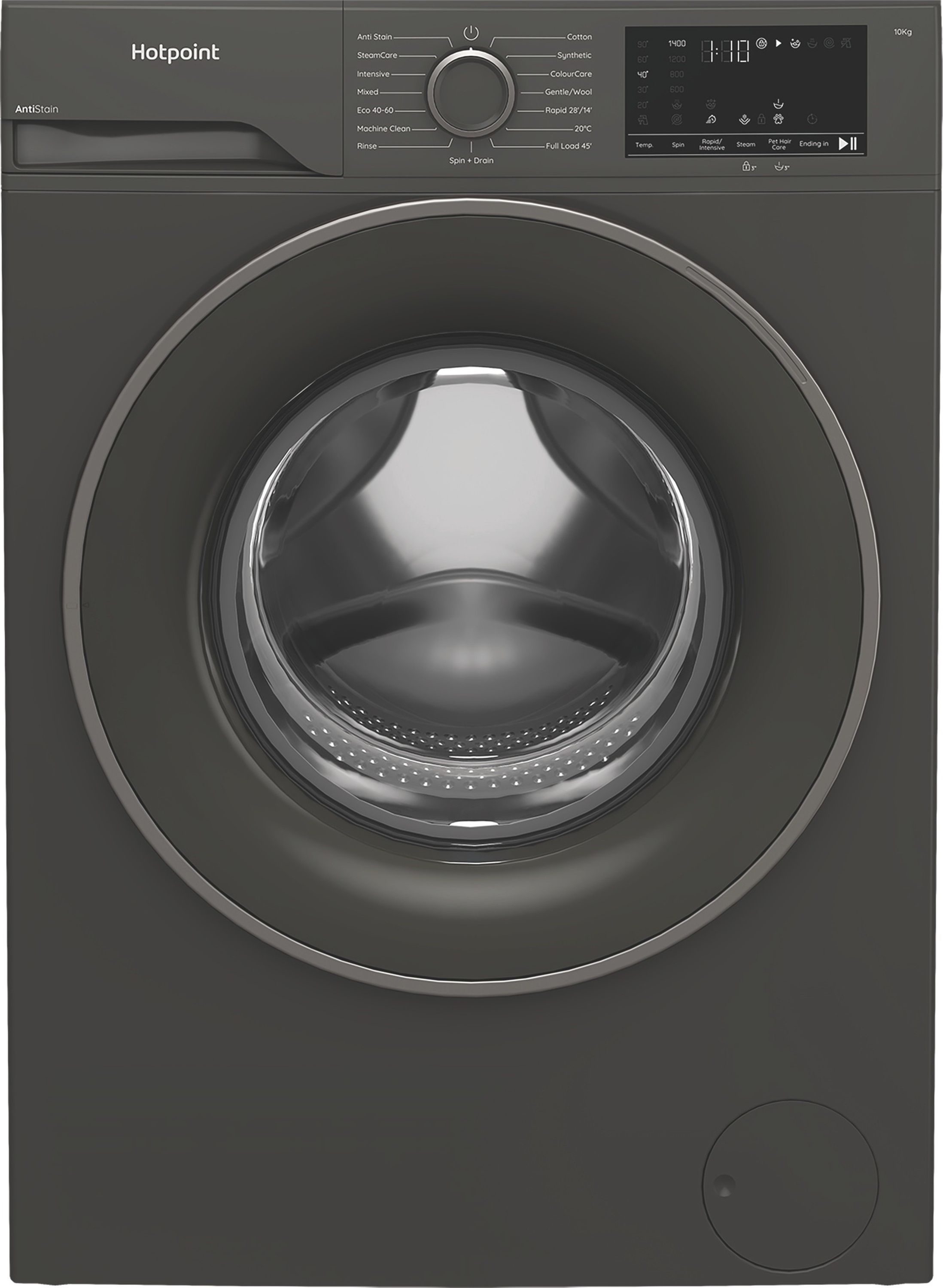 Image of Hotpoint AntiStain H 101G ANTI STAIN UK 10kg Washing Machine with 1400 rpm - Dark Grey - A Rated, Grey