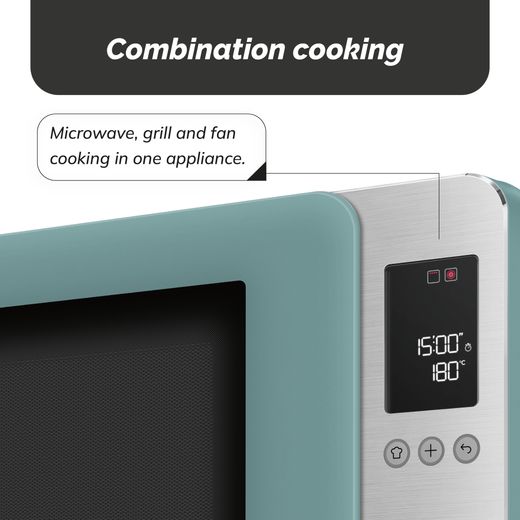 Smeg Collezione MOC02EGMUK 27 Litre 30cm High, Freestanding Small Combination Microwave Oven - Emerald Green - Annotation -combo cooking