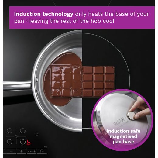 Bosch Series 4 PIE631BB5E 59cm Induction Hob - Black - annotation - induction technology shot