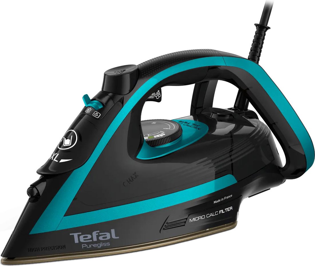 Tefal Puregliss Steam Iron - Black / Blue Fv8066g0 - Image 2