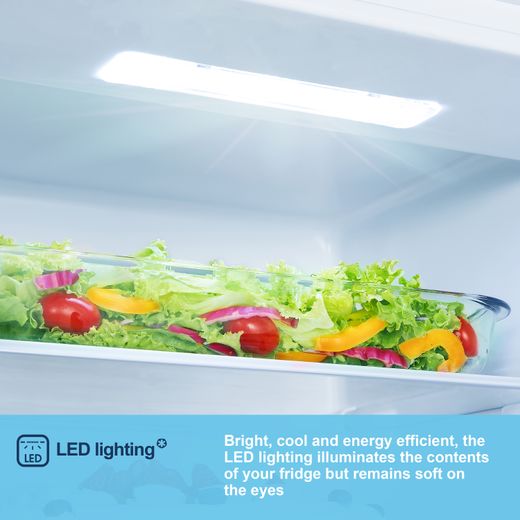 Fridgemaster MBC55224FE 177cm 50/50 Integrated Frost Free Fridge Freezer with Sliding Door Fixing Kit - White - Annotation - LED lighting