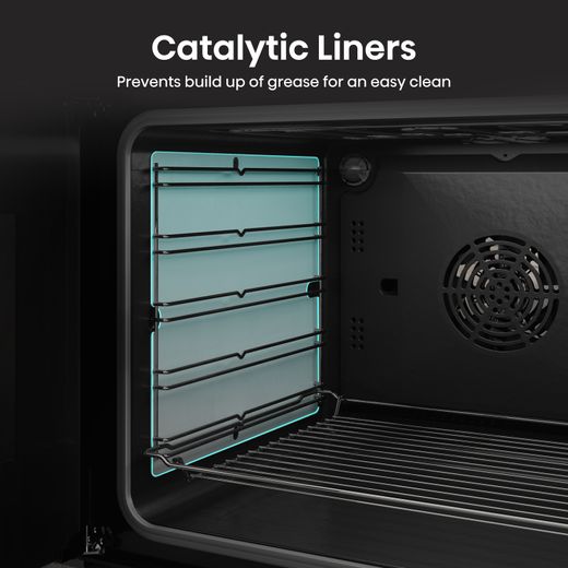 Hisense Hi6 Max HDCEC6C20X 60cm Wide Double Oven Electric Cooker with Ceramic Hob - Stainless Steel - Annotation - Catalytic liners