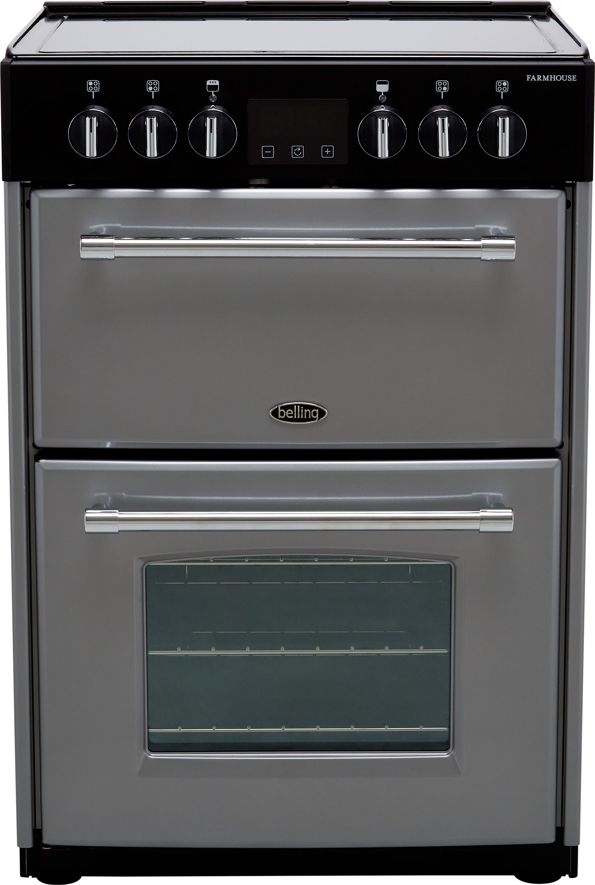 Belling Farmhouse60E 60cm Electric Cooker with Ceramic Hob - Silver - A/A Rated, Silver