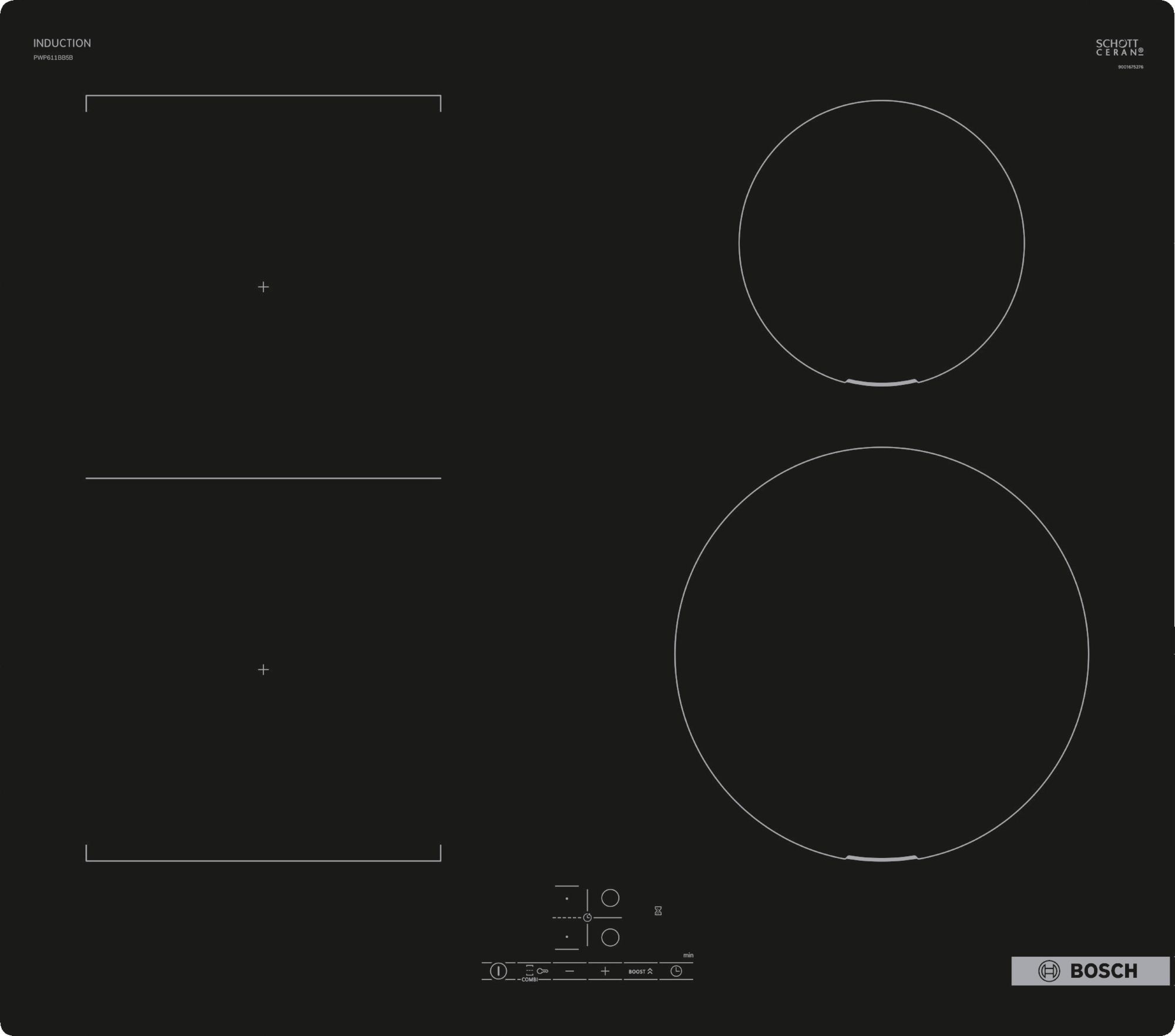 Image of Bosch Series 4 PWP611BB5B 59cm Induction Hob - Black, Black