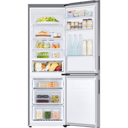 Samsung Frost Free Fridge Freezer - Silver - Front with door open shot