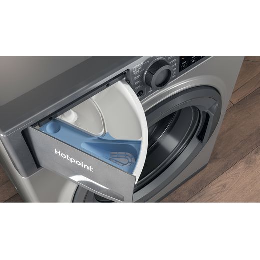 Hotpoint Anti-Stain NSWM 846 GG UK 8kg Washing Machine with 1400 rpm - Graphite - Detergent tray shot