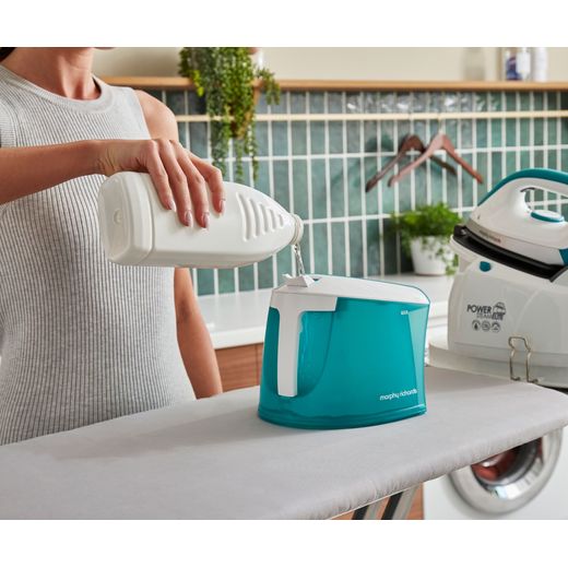 Morphy Richards Power Steam Elite With AutoClean Pressurised Steam Generator Iron - White / Green - Putting water into tank