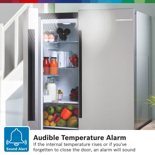 Bosch Series 4 American Fridge Freezer - Stainless Steel Effect - Annotation - Audible Temperature Alarm