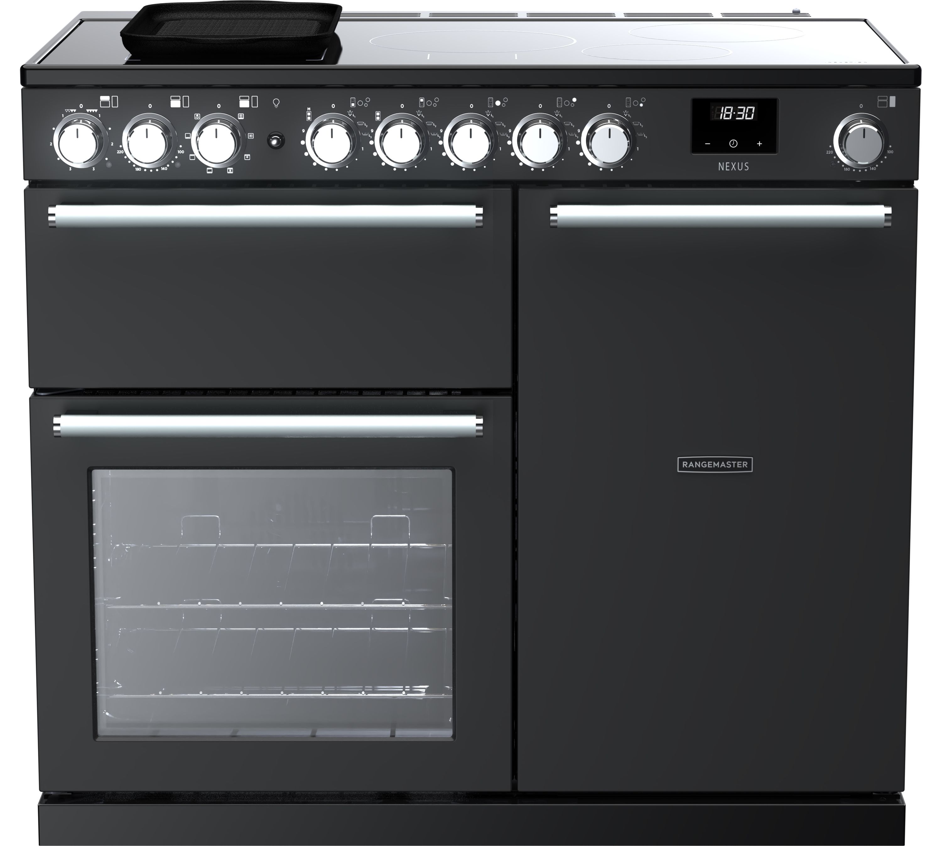 Rangemaster NEX100EIPCBL/CM1 100cm Electric Range Cooker with Induction Hob - Charcoal Black