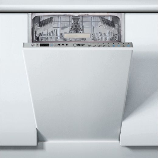 Indesit DSIO3T224EZUKN Fully Integrated Slimline Dishwasher - Silver Control Panel - E Rated