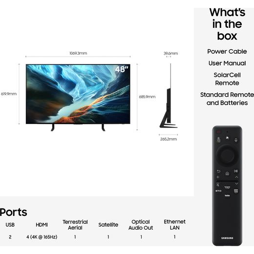 Samsung 48" 4K Ultra HD OLED Smart TV - annotation - dimension shot 