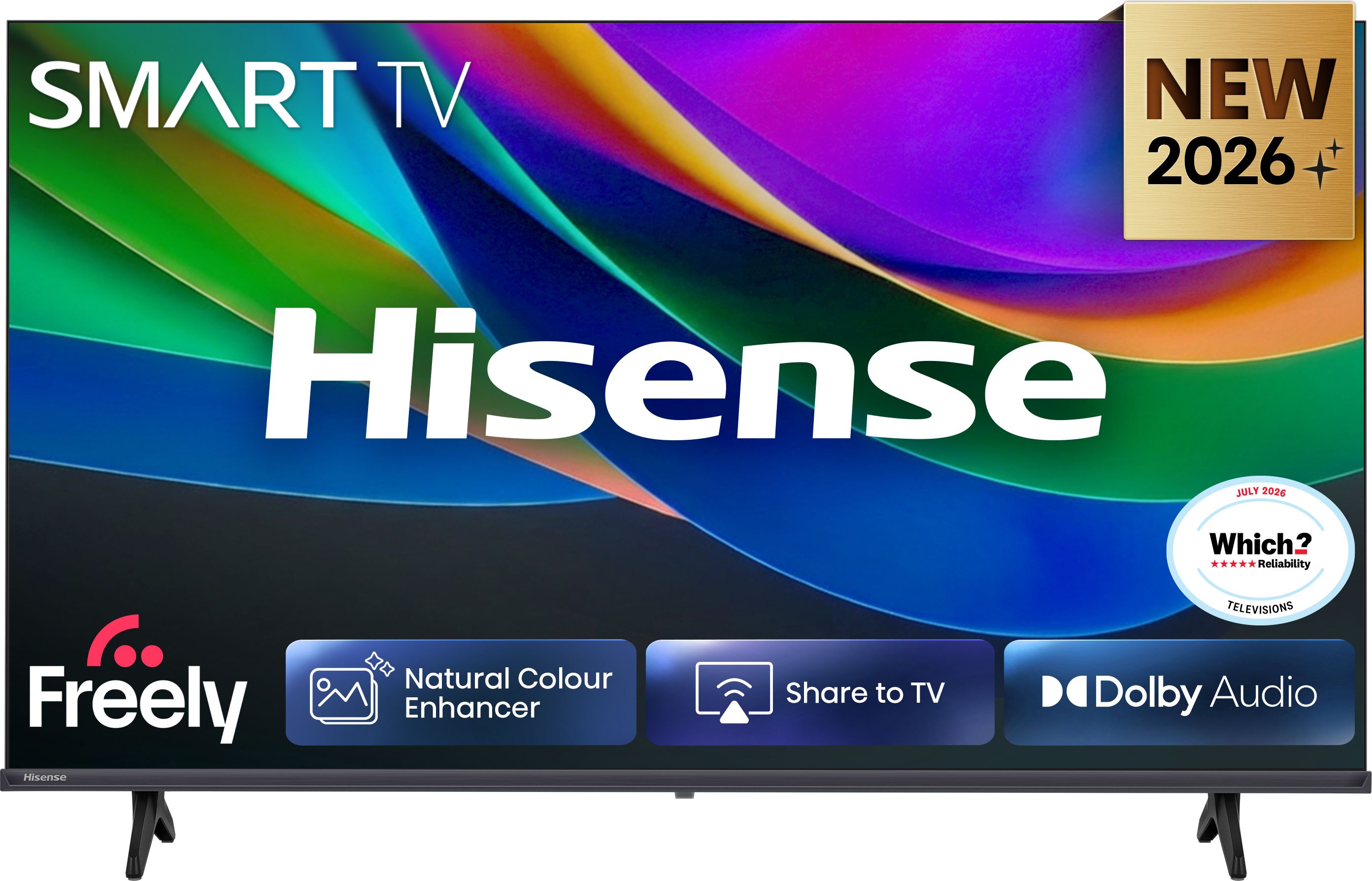Hisense 32" HD Smart Freely TV [2026] 32E4STUK Black