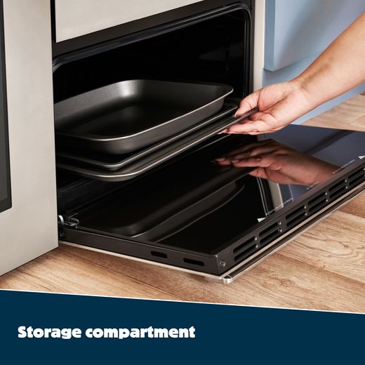 Belling Cookcentre 100DF 100cm Dual Fuel Range Cooker - Stainless Steel - Annotation - Storage compartment