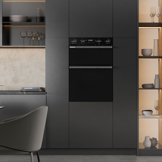 Hisense HIPKD6CB60IND Freestanding Electric Double Oven - Black - Oven in kitchen shot 