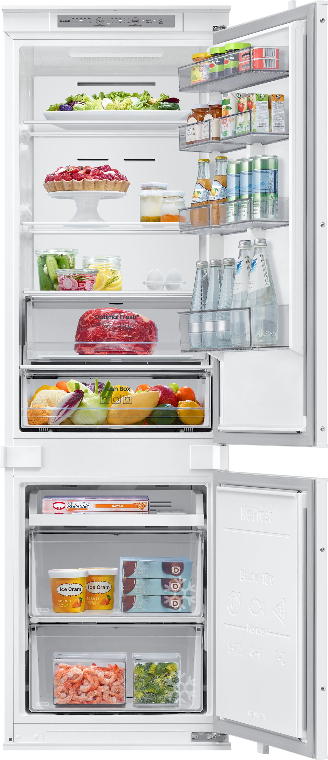 Samsung Series 7 SpaceMax™ BRB80F26ADS0EU 178cm High 70/30 Integrated No Frost Fridge Freezer with Sliding Door Fixing Kit - White - D Rated, White