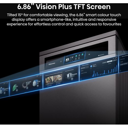 Hisense Standard Dishwasher - Black Inox - annotation - tft screen shot