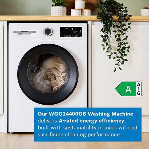 Bosch Series 6 WGG24400GB 9kg Washing Machine with 1400 rpm - White - Annotation - A rated
