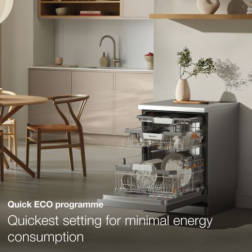 Miele Fully Integrated Standard Dishwasher - Clean Steel - Annotation - Eco programme shot