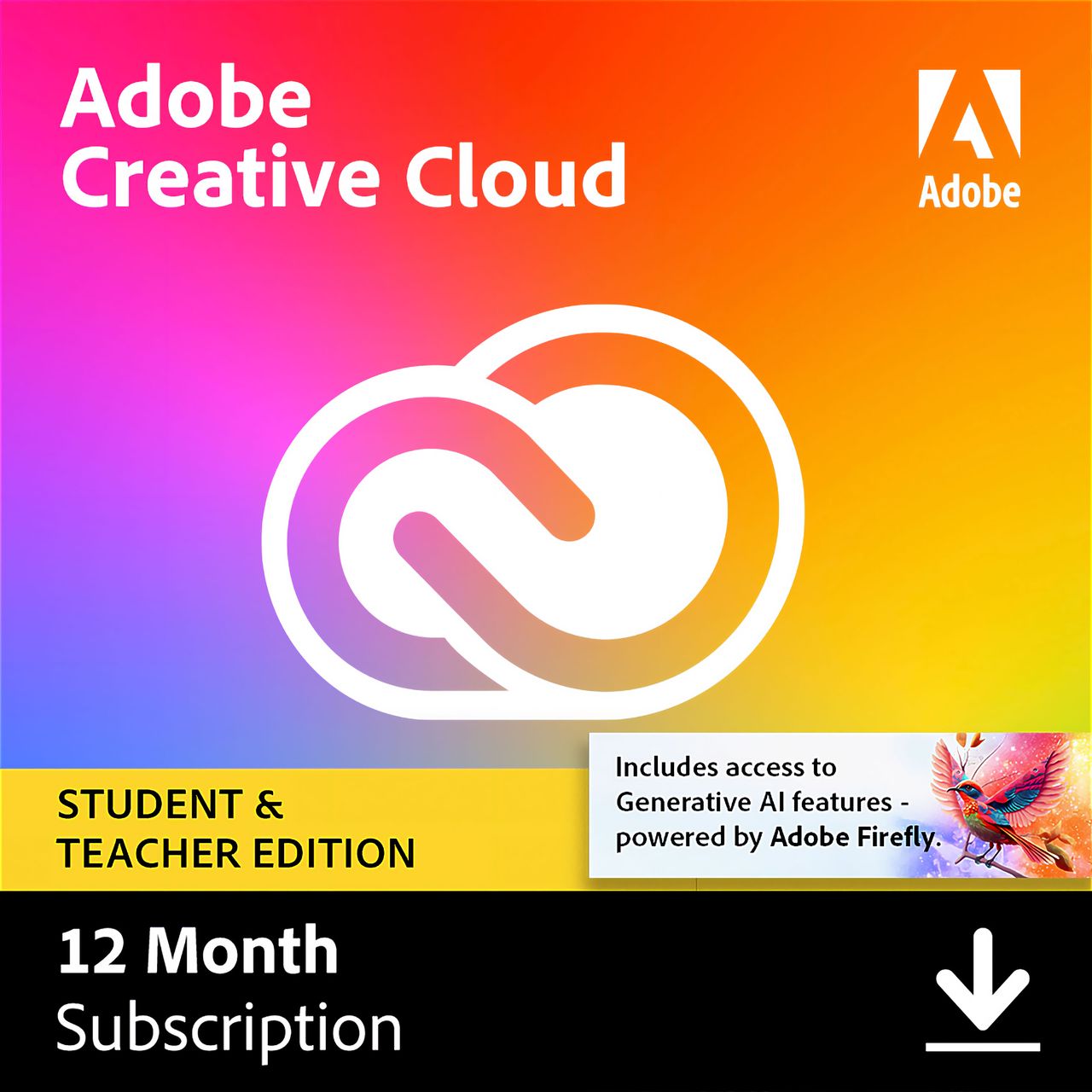 Adobe Creative Cloud All Apps Student And Teacher Digital Download for  Windows Or Mac, for 1 User - Annual Renewable Subscription, 12 Months  Included