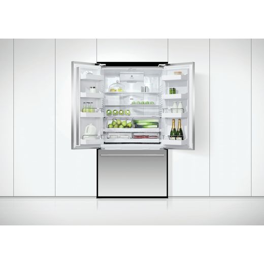 Fridge Freezer French Door 900mm, Stainless Steel - Ice & Water, WiFi, compatible with SmartHQ App - American fridge freezer with door open shot