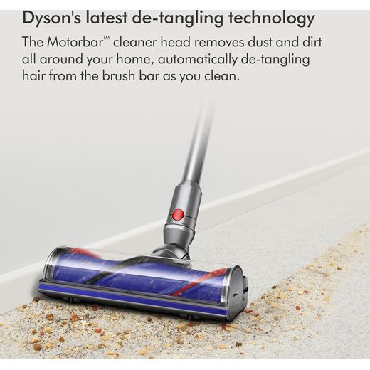 Dyson Cordless Vacuum Cleaner with up to 60 Minutes Run Time - Brushed iron / Yellow - Annotation - De-tangling technology