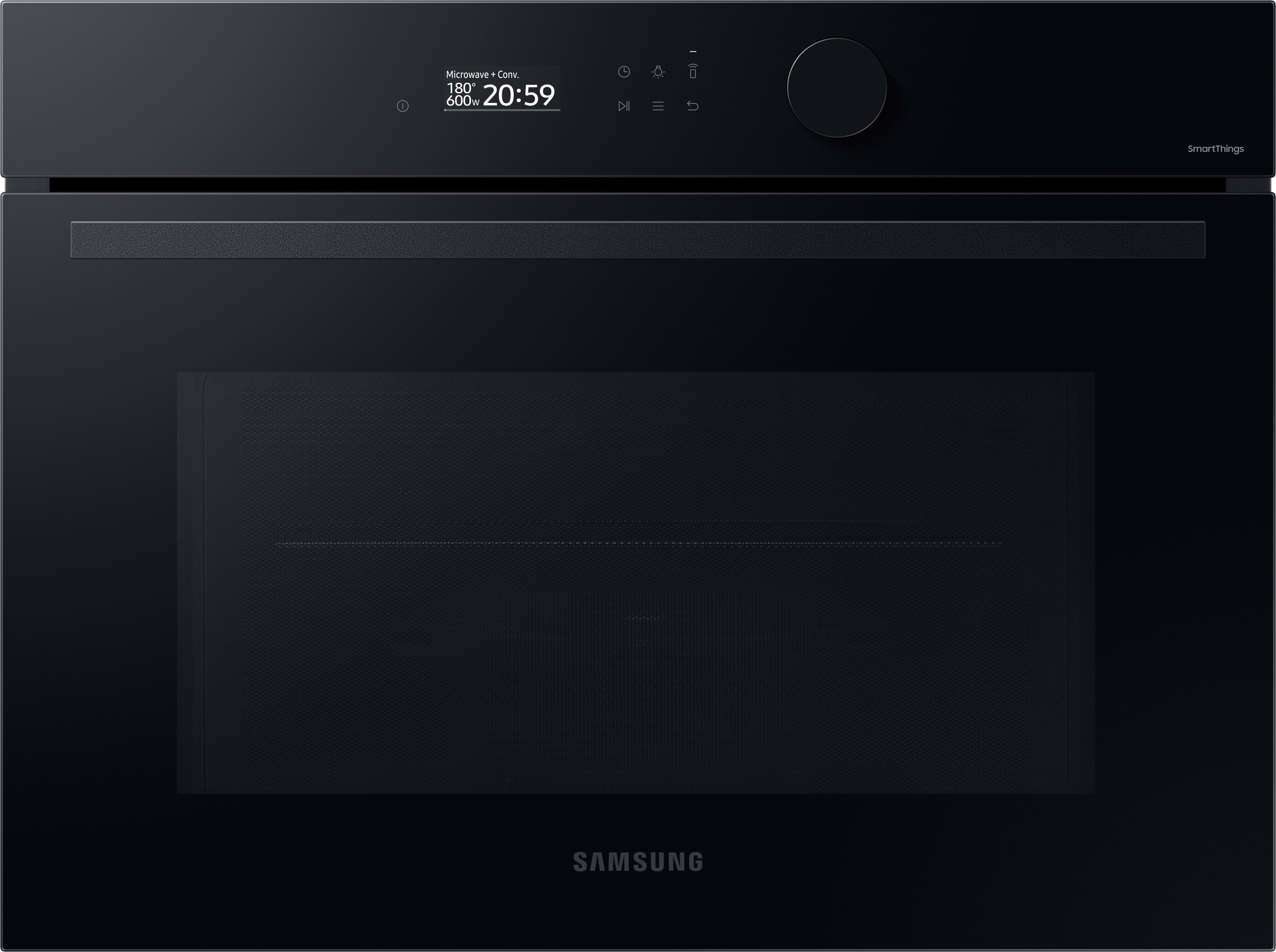 Samsung Bespoke Series 5 NQ5B5763DBK Wifi Connected Built In Compact Electric Single Oven with Microwave Function - Black Glass, Black