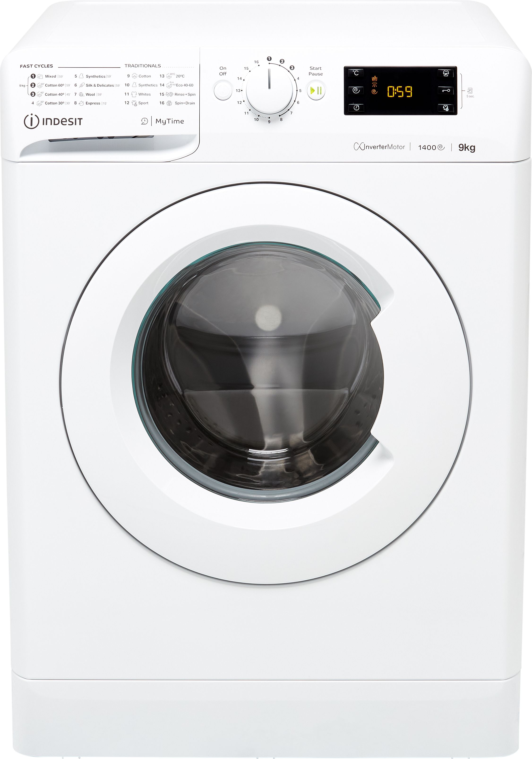 Indesit MTWE91495WUKN 9kg Washing Machine with 1400 rpm - White - B Rated, White