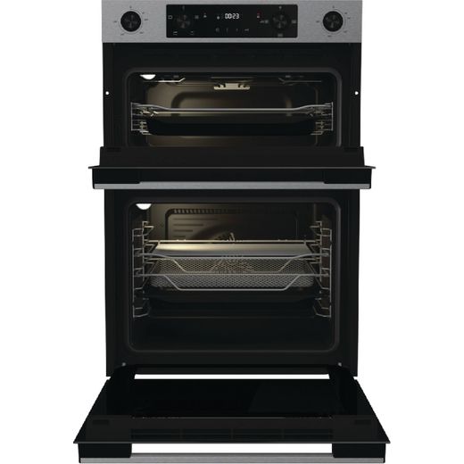 Hisense Hi6 Built In Electric Double Oven - Stainless Steel - Annotation  - Front with door open shot