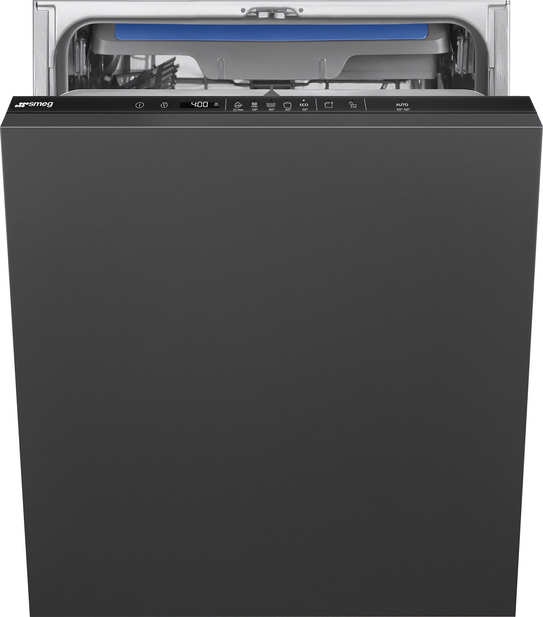 Image of Smeg DI362DQ Fully Integrated Full Size Dishwasher - Black Control Panel with Sliding Door Hinge Kit - D Rated, Black