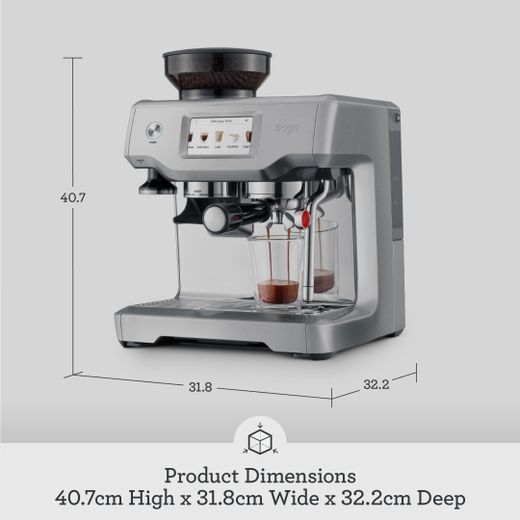 Sage The Barista Touch™ Espresso Coffee Machine with Integrated Burr Grinder - Stainless Steel / Chrome - Dimensions