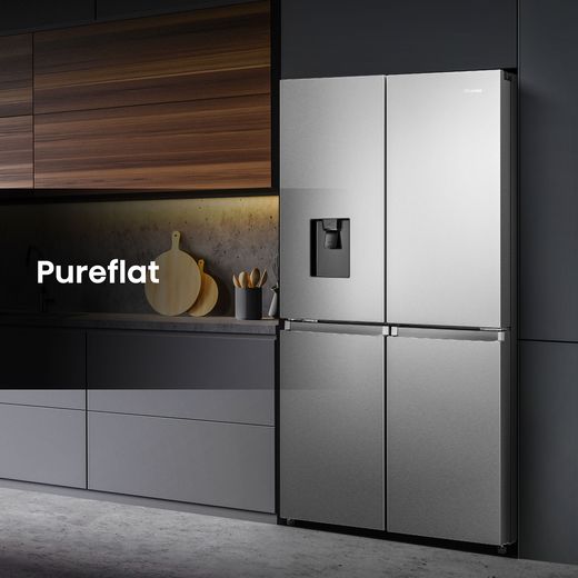 Hisense American Fridge Freezer - Stainless Steel - Annotation - Pure flat design shot