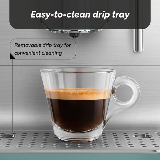 Smeg 50's Style BCC12EGMUK Bean to Cup Coffee Machine - Green - annotation - easy clean