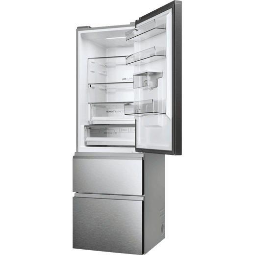 Haier 3D 60 Series 5 60/40 Total No Frost Fridge Freezer - Stainless Steel - Left perspective with door open shot