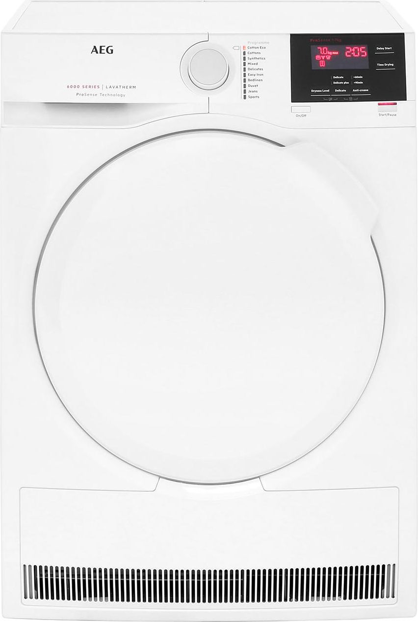 AEG ProSense Technology T6DBG720N 7Kg Condenser Tumble Dryer - White - B Rated, White
