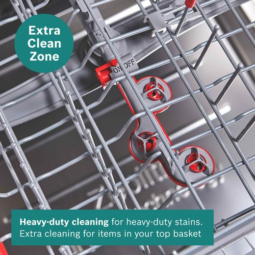 Bosch Series 6 Integrated Standard Dishwasher - Silver - annotation - extra clean zone shot